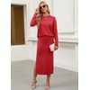 image:imageANRABESS Women 2 Piece Striped Sweater Skirt Set  Cozy Knit Matching Outfit Crew Neck Long Sleeve Top Midi Pencil Skirt Fall Winter Clothes for Work Casual Outing TravelRed