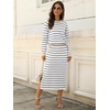 image:imageANRABESS Women 2 Piece Striped Sweater Skirt Set  Cozy Knit Matching Outfit Crew Neck Long Sleeve Top Midi Pencil Skirt Fall Winter Clothes for Work Casual Outing TravelWhite Grey Beige
