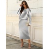 image:imageANRABESS Women 2 Piece Striped Sweater Skirt Set  Cozy Knit Matching Outfit Crew Neck Long Sleeve Top Midi Pencil Skirt Fall Winter Clothes for Work Casual Outing TravelBlack White