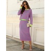 image:imageANRABESS Women 2 Piece Striped Sweater Skirt Set  Cozy Knit Matching Outfit Crew Neck Long Sleeve Top Midi Pencil Skirt Fall Winter Clothes for Work Casual Outing TravelPink Green
