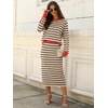 image:imageANRABESS Women 2 Piece Striped Sweater Skirt Set  Cozy Knit Matching Outfit Crew Neck Long Sleeve Top Midi Pencil Skirt Fall Winter Clothes for Work Casual Outing TravelKhaki Black Red