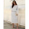 image:imageANRABESS Women 2 Piece Striped Sweater Skirt Set  Cozy Knit Matching Outfit Crew Neck Long Sleeve Top Midi Pencil Skirt Fall Winter Clothes for Work Casual Outing TravelWhite Grey Beige