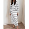 image:imageANRABESS Women 2 Piece Striped Sweater Skirt Set  Cozy Knit Matching Outfit Crew Neck Long Sleeve Top Midi Pencil Skirt Fall Winter Clothes for Work Casual Outing TravelWhite Grey Beige