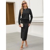 image:imageANRABESS Women 2 Piece Striped Sweater Skirt Set  Cozy Knit Matching Outfit Crew Neck Long Sleeve Top Midi Pencil Skirt Fall Winter Clothes for Work Casual Outing TravelBlack