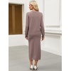 image:imageANRABESS Women 2 Piece Striped Sweater Skirt Set  Cozy Knit Matching Outfit Crew Neck Long Sleeve Top Midi Pencil Skirt Fall Winter Clothes for Work Casual Outing TravelNutmeg