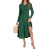 image:imageANRABESS Womens Long Sleeve Ribbed Knit Fall Midi Dresses  Crewneck Flared Swing Flowy A Line Sweater Dress Soft Comfy Fitted Stretchy Casual Winter Work Date Night Everyday WearDeep Green