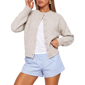 image:imageANRABESS Lightweight Oversized Cardigan Sweaters for Women  Soft Breathable Knit Subtle Cropped Long Sleeve Button Down Crewneck Relaxed Loose Fit Casual amp Work Wear Fall OutfitsBeige