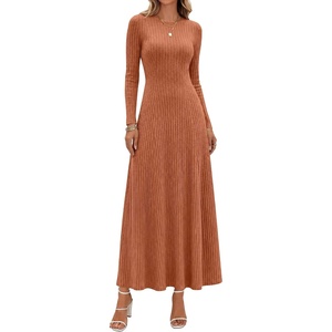 image:imageANRABESS Womens Long Sleeve Ribbed Knit Fall Casual Maxi Dress  Crewneck Swing Flowy A Line Bodycon Sweater DressesSoft Comfy Slim Fitted StretchyEveryday Date Nights WearWinter OutfitsCaramel