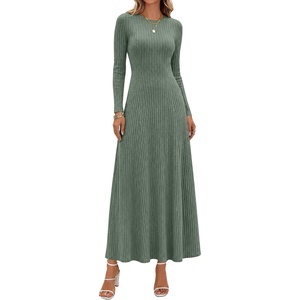 image:imageANRABESS Womens Long Sleeve Ribbed Knit Fall Casual Maxi Dress  Crewneck Swing Flowy A Line Bodycon Sweater DressesSoft Comfy Slim Fitted StretchyEveryday Date Nights WearWinter OutfitsGreen