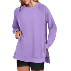 image:imageANRABESS Womens Oversized Crewneck Tunic Sweatshirt  Side Zipper Split Hem Pullover Tops Loose Fit Long Sleeve Shirts Casual Lounge for Daily Office OutfitsSpring Fall ClothesPurple