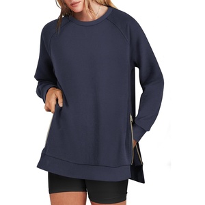 image:imageANRABESS Womens Oversized Crewneck Tunic Sweatshirt  Side Zipper Split Hem Pullover Tops Loose Fit Long Sleeve Shirts Casual Lounge for Daily Office OutfitsSpring Fall ClothesNavy Blue