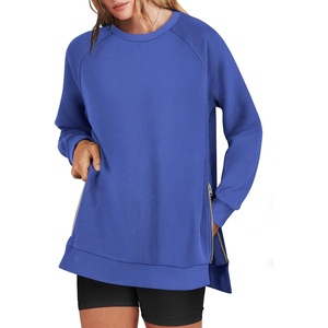 image:imageANRABESS Womens Oversized Crewneck Tunic Sweatshirt  Side Zipper Split Hem Pullover Tops Loose Fit Long Sleeve Shirts Casual Lounge for Daily Office OutfitsSpring Fall ClothesRoyal Blue