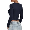 image:imageANRABESS Crop Top Long Sleeve Shirts for Women  Ribbed Slim Fitted Basic Tee Soft Crew Neck T Shirts Fall Fashion Outfits Casual Going Out amp Work Winter Layer ClothesNavy Blue