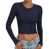 image:imageANRABESS Crop Top Long Sleeve Shirts for Women  Ribbed Slim Fitted Basic Tee Soft Crew Neck T Shirts Fall Fashion Outfits Casual Going Out amp Work Winter Layer ClothesNavy Blue