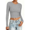 image:imageANRABESS Crop Top Long Sleeve Shirts for Women  Ribbed Slim Fitted Basic Tee Soft Crew Neck T Shirts Fall Fashion Outfits Casual Going Out amp Work Winter Layer ClothesGrey