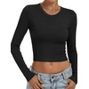 image:imageANRABESS Crop Top Long Sleeve Shirts for Women  Ribbed Slim Fitted Basic Tee Soft Crew Neck T Shirts Fall Fashion Outfits Casual Going Out amp Work Winter Layer ClothesBlack