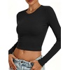 image:imageANRABESS Crop Top Long Sleeve Shirts for Women  Ribbed Slim Fitted Basic Tee Soft Crew Neck T Shirts Fall Fashion Outfits Casual Going Out amp Work Winter Layer ClothesBlack