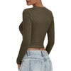image:imageANRABESS Crop Top Long Sleeve Shirts for Women  Ribbed Slim Fitted Basic Tee Soft Crew Neck T Shirts Fall Fashion Outfits Casual Going Out amp Work Winter Layer ClothesArmy Green