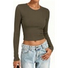 image:imageANRABESS Crop Top Long Sleeve Shirts for Women  Ribbed Slim Fitted Basic Tee Soft Crew Neck T Shirts Fall Fashion Outfits Casual Going Out amp Work Winter Layer ClothesArmy Green