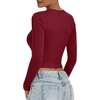 image:imageANRABESS Crop Top Long Sleeve Shirts for Women  Ribbed Slim Fitted Basic Tee Soft Crew Neck T Shirts Fall Fashion Outfits Casual Going Out amp Work Winter Layer ClothesWine Red