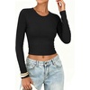 image:imageANRABESS Crop Top Long Sleeve Shirts for Women  Ribbed Slim Fitted Basic Tee Soft Crew Neck T Shirts Fall Fashion Outfits Casual Going Out amp Work Winter Layer ClothesBlack