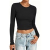 image:imageANRABESS Crop Top Long Sleeve Shirts for Women  Ribbed Slim Fitted Basic Tee Soft Crew Neck T Shirts Fall Fashion Outfits Casual Going Out amp Work Winter Layer ClothesBlack