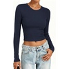 image:imageANRABESS Crop Top Long Sleeve Shirts for Women  Ribbed Slim Fitted Basic Tee Soft Crew Neck T Shirts Fall Fashion Outfits Casual Going Out amp Work Winter Layer ClothesNavy Blue
