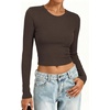 image:imageANRABESS Crop Top Long Sleeve Shirts for Women  Ribbed Slim Fitted Basic Tee Soft Crew Neck T Shirts Fall Fashion Outfits Casual Going Out amp Work Winter Layer ClothesCoffee
