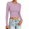 image:imageANRABESS Crop Top Long Sleeve Shirts for Women  Ribbed Slim Fitted Basic Tee Soft Crew Neck T Shirts Fall Fashion Outfits Casual Going Out amp Work Winter Layer ClothesLight Purple