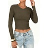 image:imageANRABESS Crop Top Long Sleeve Shirts for Women  Ribbed Slim Fitted Basic Tee Soft Crew Neck T Shirts Fall Fashion Outfits Casual Going Out amp Work Winter Layer ClothesArmy Green