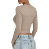 image:imageANRABESS Crop Top Long Sleeve Shirts for Women  Ribbed Slim Fitted Basic Tee Soft Crew Neck T Shirts Fall Fashion Outfits Casual Going Out amp Work Winter Layer ClothesLight Khaki