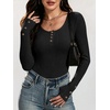 image:imageANRABESS Long Sleeve Shirts for Women Ribbed Knit Tops  Soft Slim Fit Scoop Neck Henley Basic Blouses Business Casual Work Outfits Fall Winter Spring Tee ShirtBlack