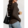 image:imageANRABESS Long Sleeve Shirts for Women Ribbed Knit Tops  Soft Slim Fit Scoop Neck Henley Basic Blouses Business Casual Work Outfits Fall Winter Spring Tee ShirtBrown