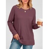 image:imageANRABESS Long Sleeve Shirts for Womens Waffle Knit Tunic Tops  Cozy Crew Neck Loose Fit Blouse with Side Slits Casual Wear amp Leggings Office amp Daily Wear Fall amp Winter ClothingMauve