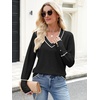 image:imageANRABESS Sweaters for Women Long Sleeve V Neck Lightweight Shirts Business Casual Work Blouses 2026 Fall Knit Pullover TopsBlack White