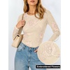 image:imageANRABESS Women Long Sleeve Floral Mesh Slim Fit Going Out Tops  Crewneck Dressy Casual ShirtSoft LightweightTextured Pattern Party Club Work Outfits 2026 Fall Spring Transition ClothesBeige