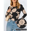 image:imageANRABESS Women Long Sleeve Floral Mesh Slim Fit Going Out Tops  Crewneck Dressy Casual ShirtSoft LightweightTextured Pattern Party Club Work Outfits 2026 Fall Spring Transition ClothesChampagne