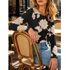 image:imageANRABESS Women Long Sleeve Floral Mesh Slim Fit Going Out Tops  Crewneck Dressy Casual ShirtSoft LightweightTextured Pattern Party Club Work Outfits 2026 Fall Spring Transition ClothesChampagne