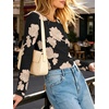 image:imageANRABESS Women Long Sleeve Floral Mesh Slim Fit Going Out Tops  Crewneck Dressy Casual ShirtSoft LightweightTextured Pattern Party Club Work Outfits 2026 Fall Spring Transition ClothesChampagne