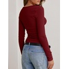 image:imageANRABESS Womens Cowl Neck Long Sleeve Fall Shirts  Soft Ribbed Knit Slim Fitted Crop Tops with Side Ruched Business Casual Outfits Winter Light Cute SweatersRed