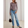 image:imageANRABESS Womens Cowl Neck Long Sleeve Fall Shirts  Soft Ribbed Knit Slim Fitted Crop Tops with Side Ruched Business Casual Outfits Winter Light Cute SweatersDusty Pink