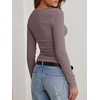 image:imageANRABESS Womens Cowl Neck Long Sleeve Fall Shirts  Soft Ribbed Knit Slim Fitted Crop Tops with Side Ruched Business Casual Outfits Winter Light Cute SweatersDusty Pink
