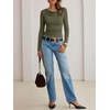 image:imageANRABESS Womens Cowl Neck Long Sleeve Fall Shirts  Soft Ribbed Knit Slim Fitted Crop Tops with Side Ruched Business Casual Outfits Winter Light Cute SweatersArmy Green