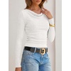 image:imageANRABESS Womens Cowl Neck Long Sleeve Fall Shirts  Soft Ribbed Knit Slim Fitted Crop Tops with Side Ruched Business Casual Outfits Winter Light Cute SweatersWhite