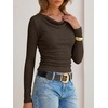image:imageANRABESS Womens Cowl Neck Long Sleeve Fall Shirts  Soft Ribbed Knit Slim Fitted Crop Tops with Side Ruched Business Casual Outfits Winter Light Cute SweatersBrown