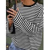 image:imageANRABESS Womens Long Sleeve Shirts Oversized Striped Tops  Soft Breathable LightweightLooseFit Crewneck TeeY2K Cute CasualWorkout School Preppy OutfitsFall Spring TransitionBlack White Stripe