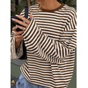 image:imageANRABESS Womens Long Sleeve Shirts Oversized Striped Tops  Soft Breathable LightweightLooseFit Crewneck TeeY2K Cute CasualWorkout School Preppy OutfitsFall Spring TransitionBrown White Stripe