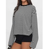 image:imageANRABESS Womens Long Sleeve Shirts Oversized Striped Tops  Soft Breathable LightweightLooseFit Crewneck TeeY2K Cute CasualWorkout School Preppy OutfitsFall Spring TransitionBlack White Stripe
