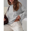 image:imageANRABESS Womens Long Sleeve Shirts Oversized Striped Tops  Soft Breathable LightweightLooseFit Crewneck TeeY2K Cute CasualWorkout School Preppy OutfitsFall Spring TransitionGrey White Stripe