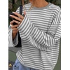 image:imageANRABESS Womens Long Sleeve Shirts Oversized Striped Tops  Soft Breathable LightweightLooseFit Crewneck TeeY2K Cute CasualWorkout School Preppy OutfitsFall Spring TransitionGrey White Stripe